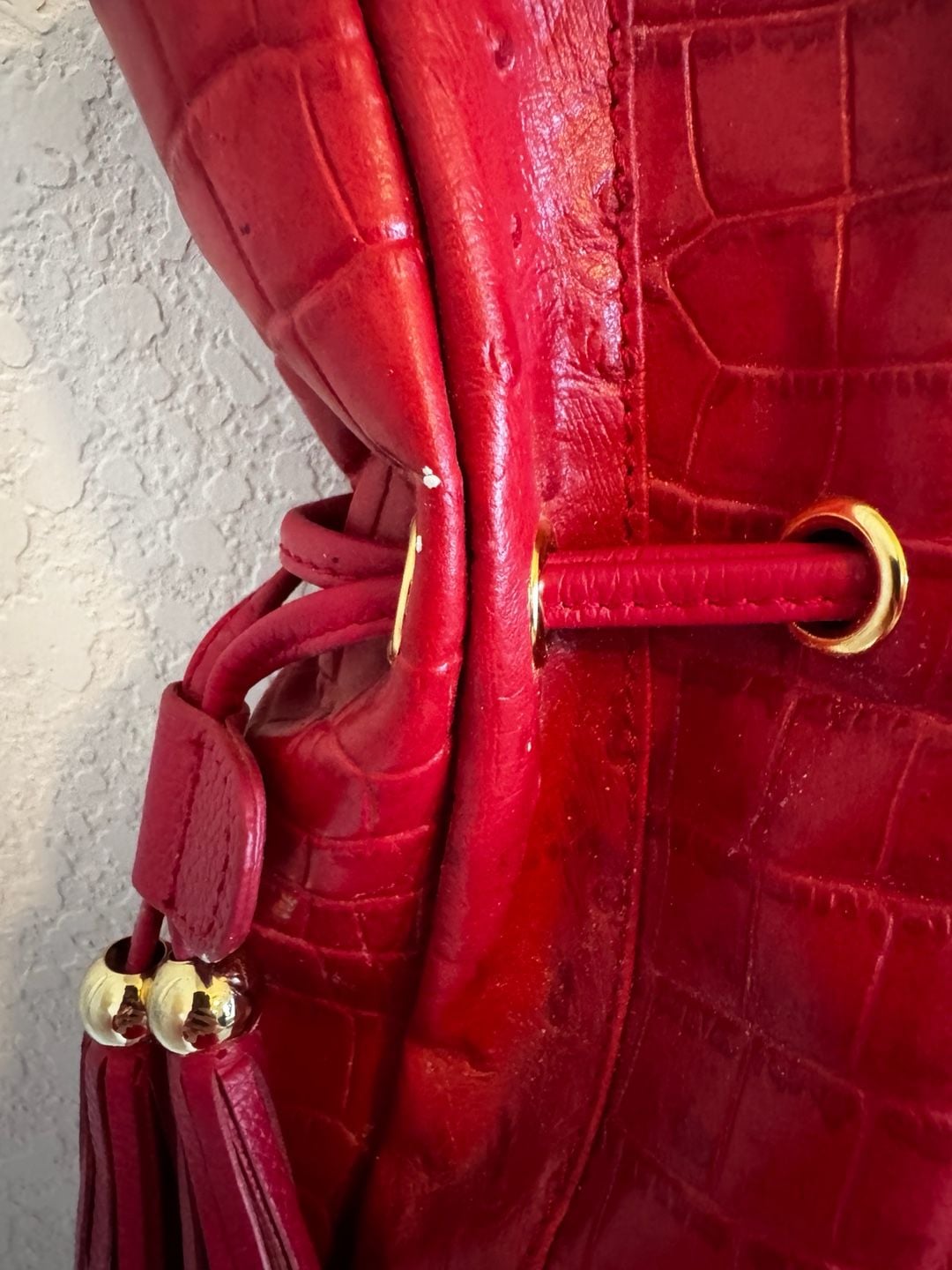 ISABELLA ADAMS RED GENUINE LEATHER HANDBAG/PURSE 13" X 9.5" 7