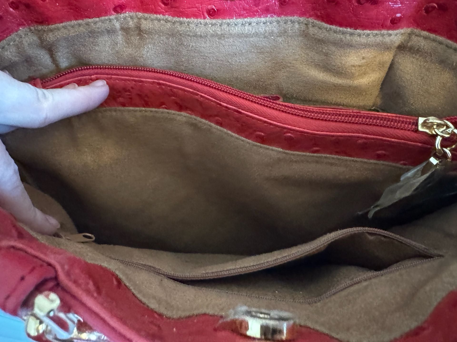 ISABELLA ADAMS RED GENUINE LEATHER HANDBAG/PURSE 13" X 9.5" 9