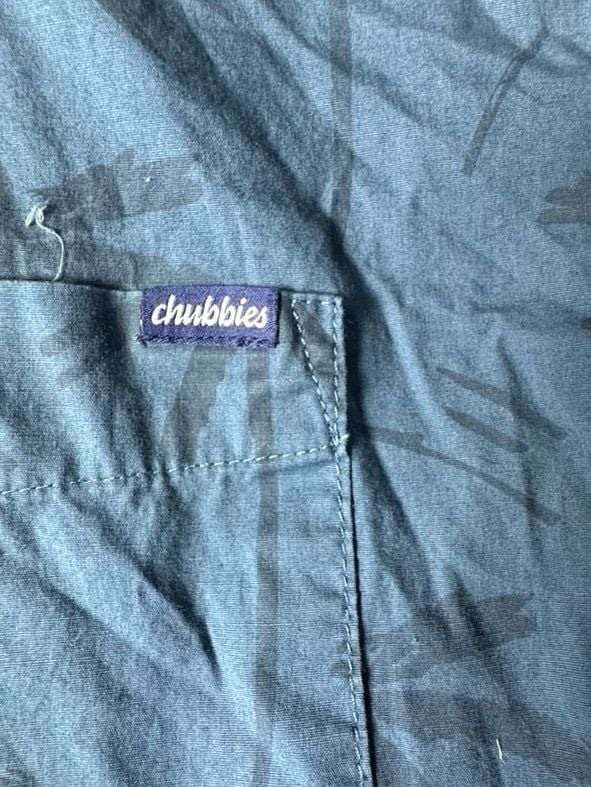 Chubbies Button-Down Shirt Size XL Blue Palm Tree Print Short Sleeve 7