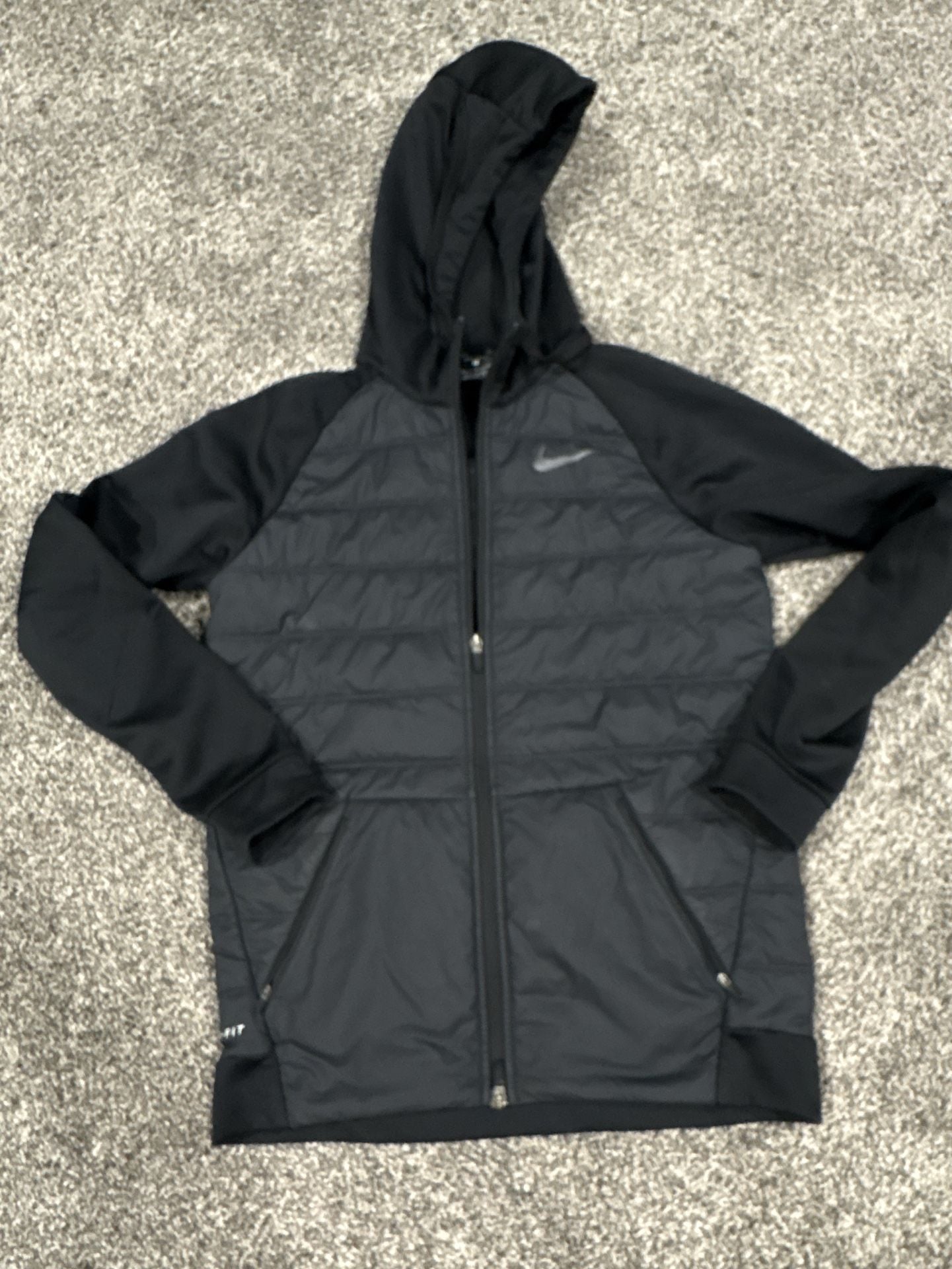 Nike Therma Training Jacket Size S Black Quilted Full Zip Hoodie 2