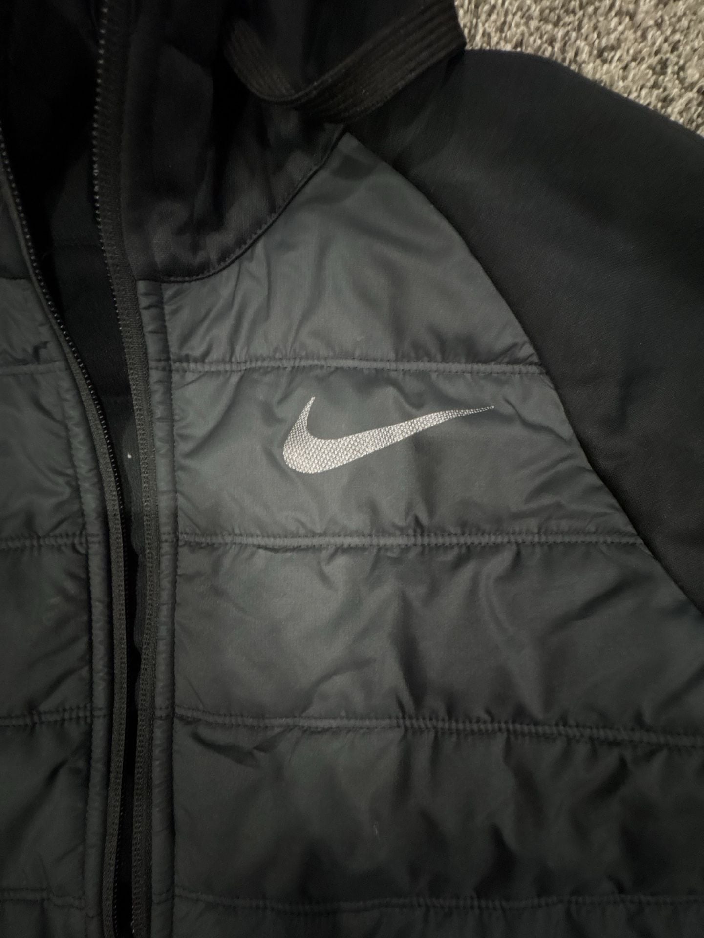 Nike Therma Training Jacket Size S Black Quilted Full Zip Hoodie 3