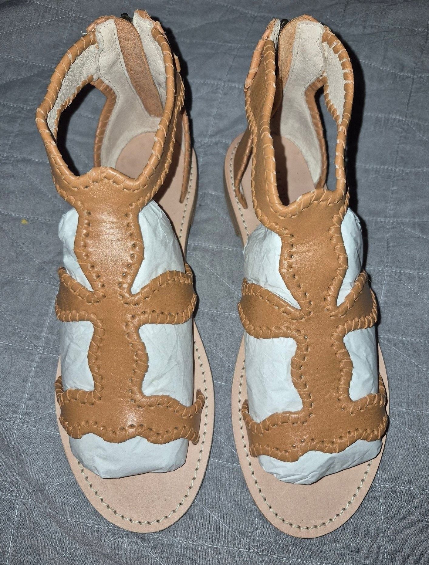 Jack Rogers Lauren Gladiator Sandals Size 8.5M Tan Leather 2