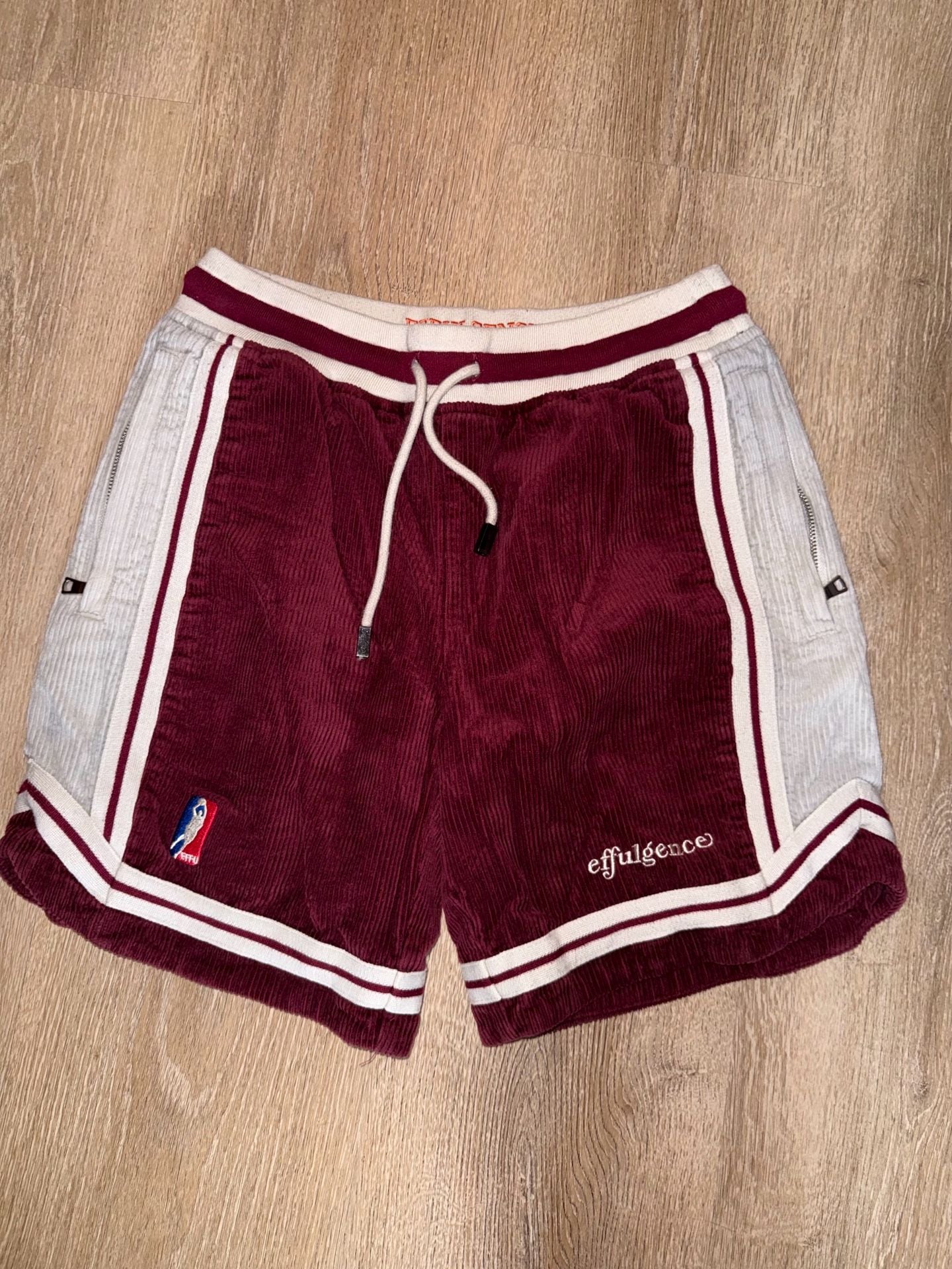 Effulgence Corduroy Basketball Shorts Size Small Burgundy 2