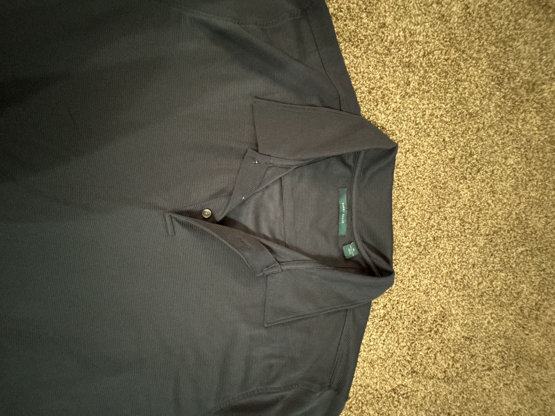 Perry Ellis Polo Shirt Size 4X Navy Short Sleeve Collared Polyester 6