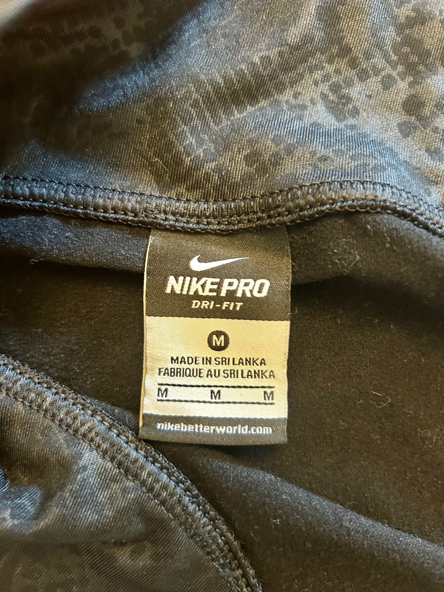 Nike Pro Warm Embossed Funnel Neck Pullover Size M Black Snakeskin 4