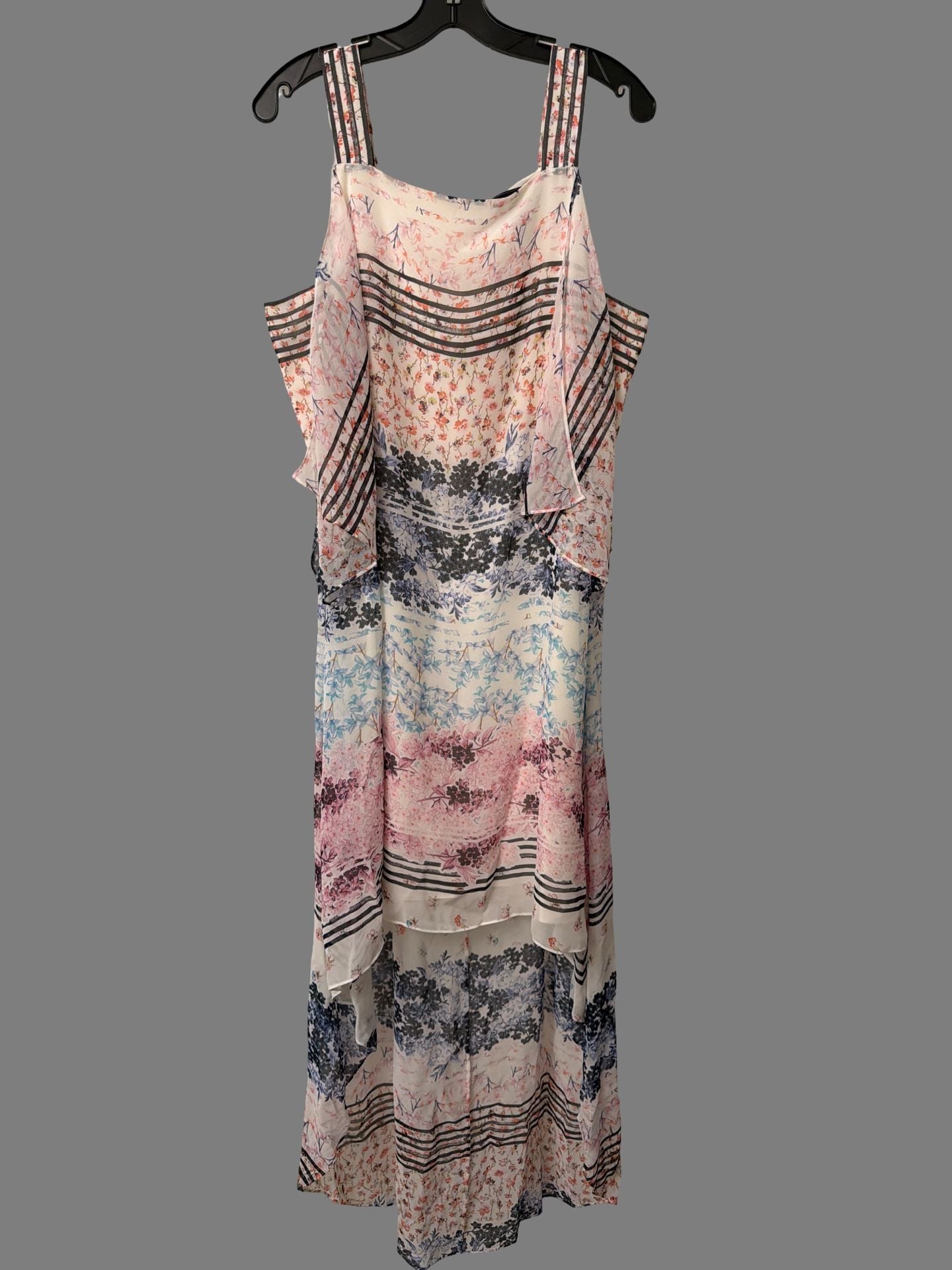 BCBGMaxAzria Aaric Floral Hi Lo Dress Size L Multi Chiffon 2