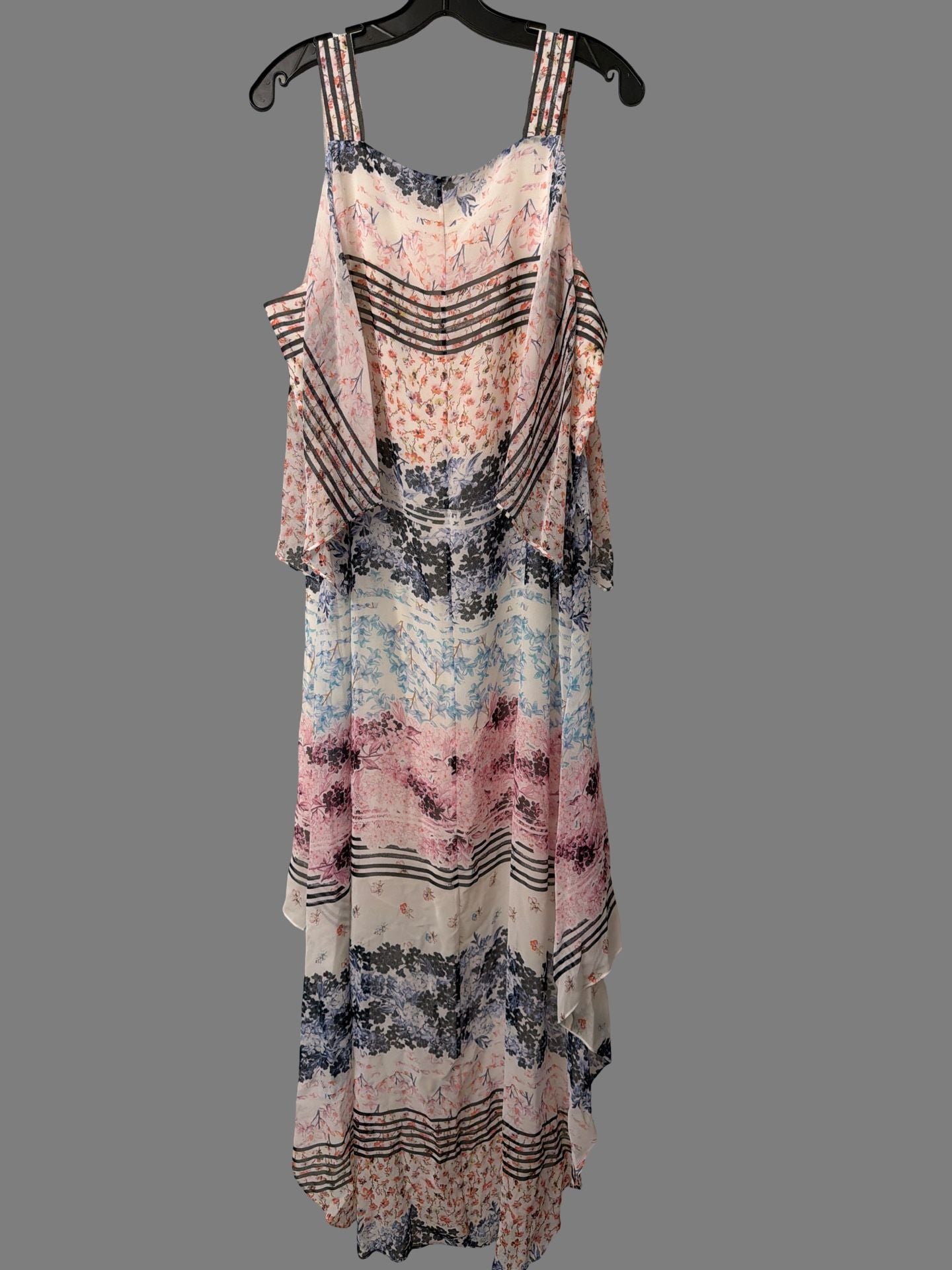 BCBGMaxAzria Aaric Floral Hi Lo Dress Size L Multi Chiffon 3