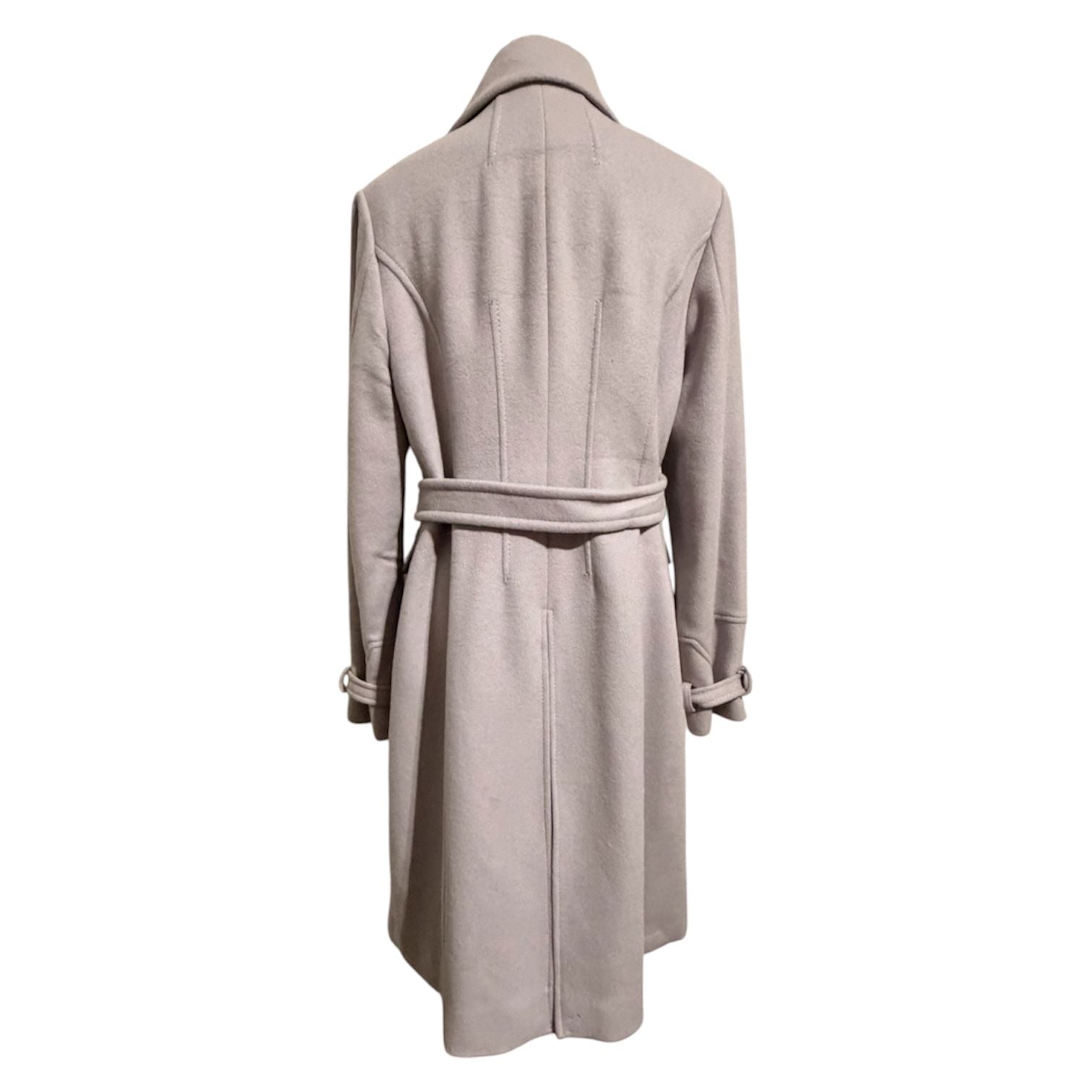 Vintage Tahari Wool Blend Belted Trench Coat Light Grey, Size Large/ 14 7