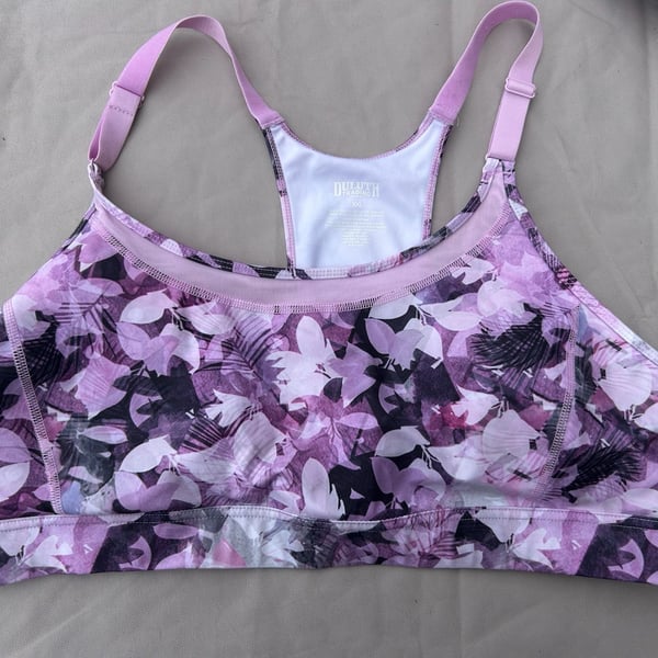 Duluth Trading Co. Sports Bra Size XXL Purple Floral Print Mesh Back
