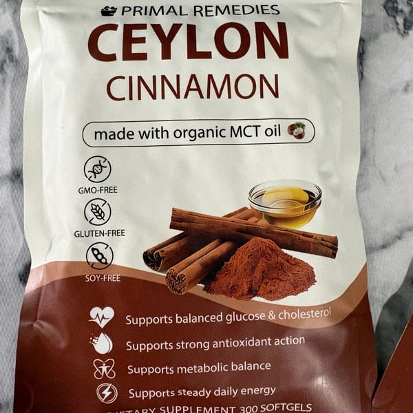 Primal Remedies Ceylon Cinnamon Softgels 300 Softgels MCT Oil