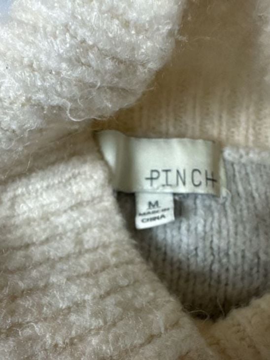 Pinch Turtleneck Sweater Size M Gray White Mock Neck 7