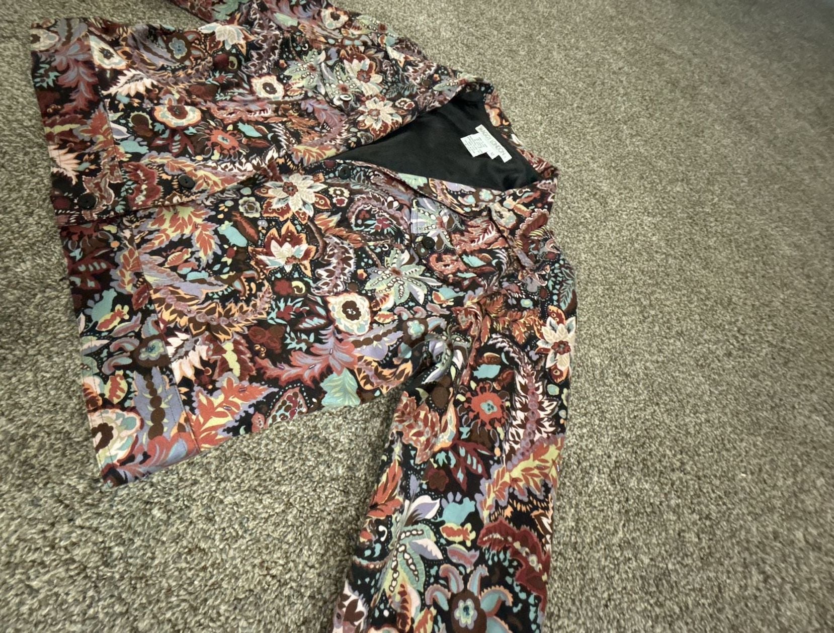 Maggy London Floral Paisley Jacket Size 12 Cotton Spandex Multicolor 6