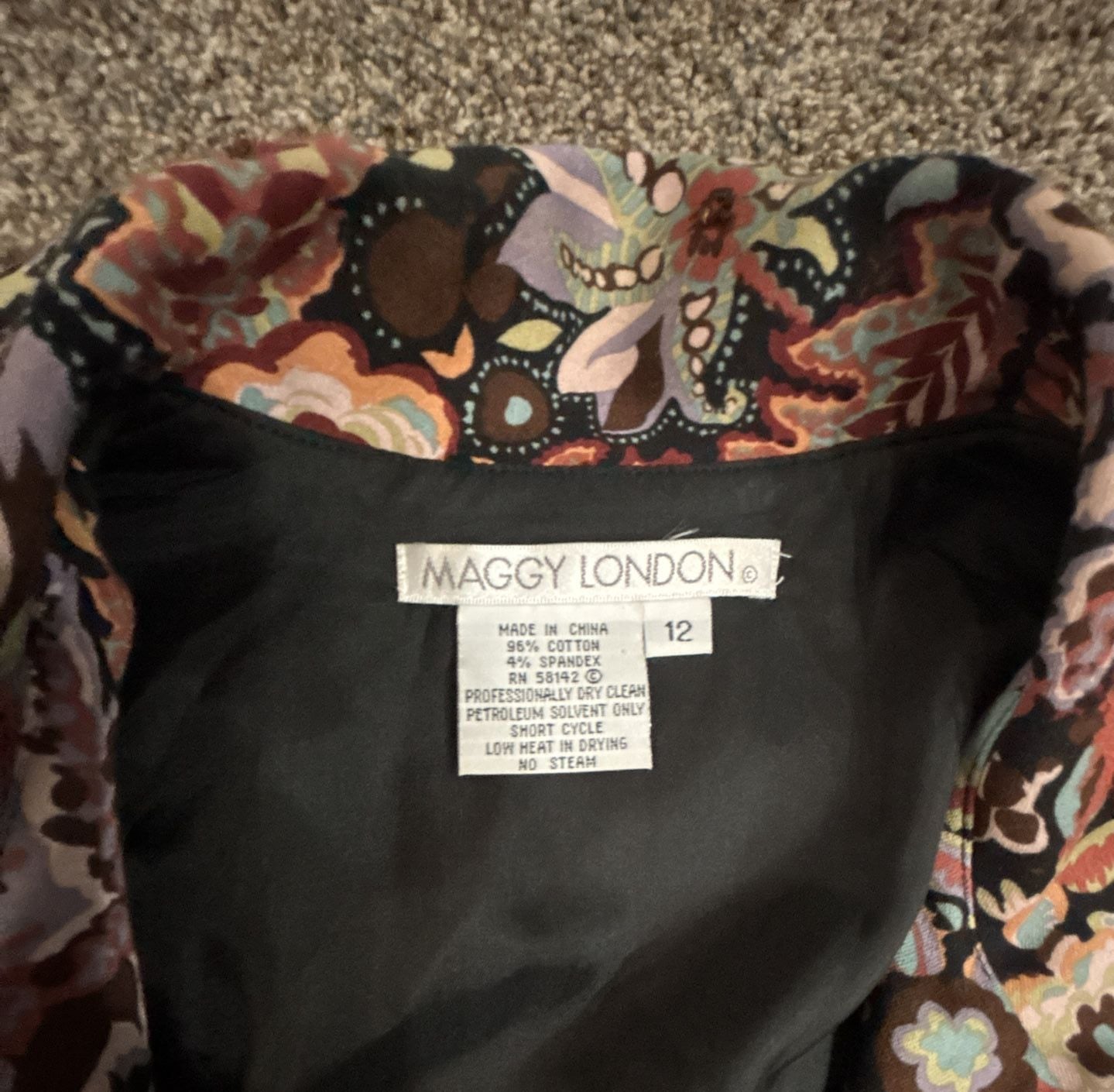 Maggy London Floral Paisley Jacket Size 12 Cotton Spandex Multicolor 5