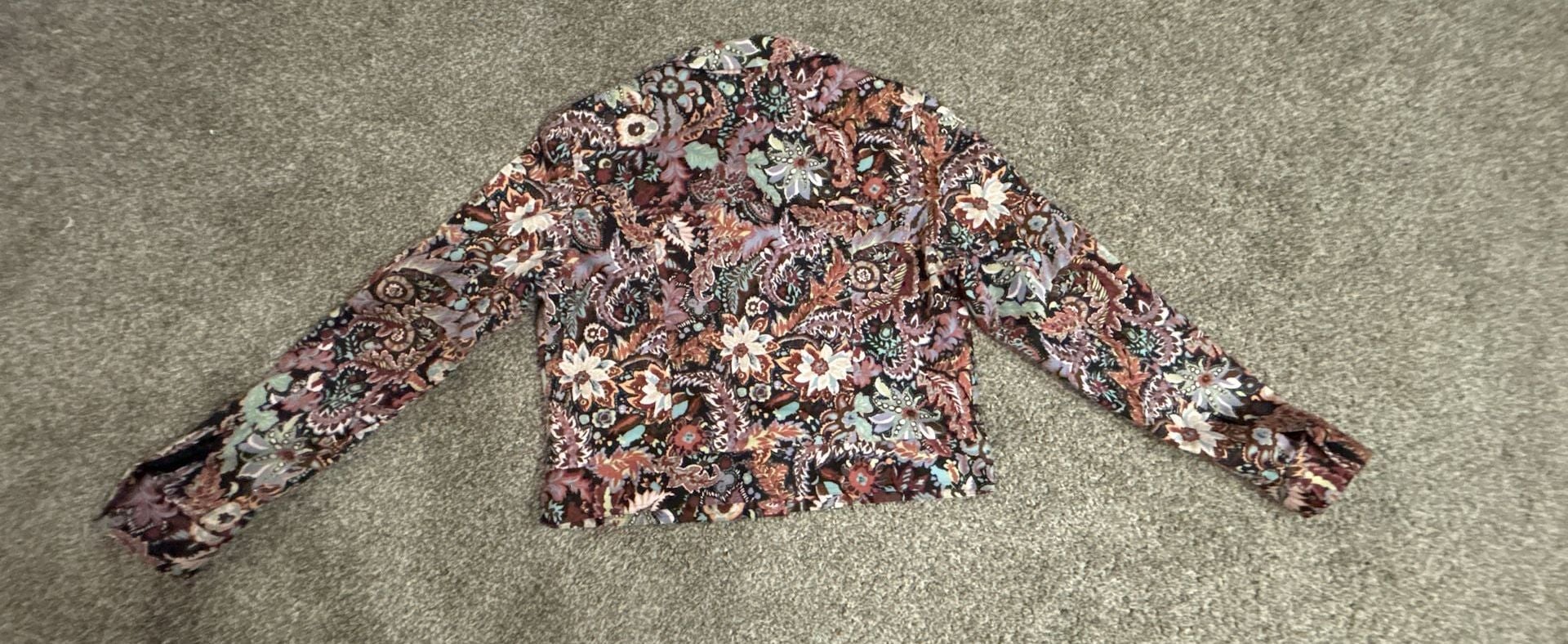 Maggy London Floral Paisley Jacket Size 12 Cotton Spandex Multicolor 8