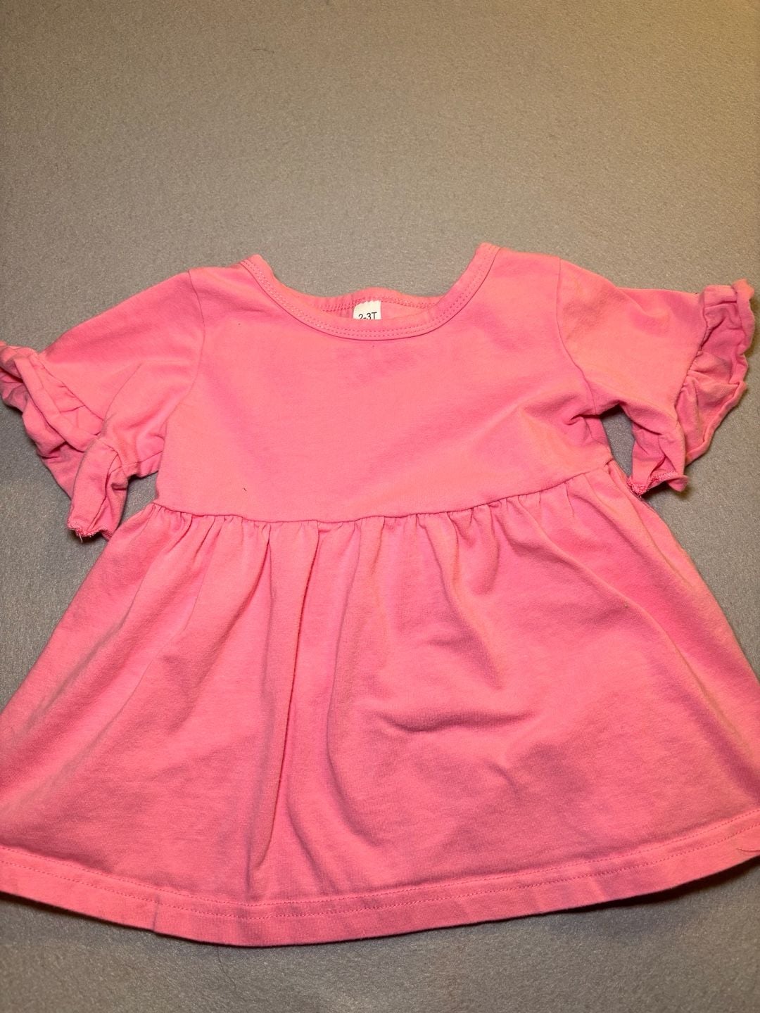 Unbranded Toddler Girls Ruffle Short Sleeve Peplum Tunic Top Size 2-3T Pink 2