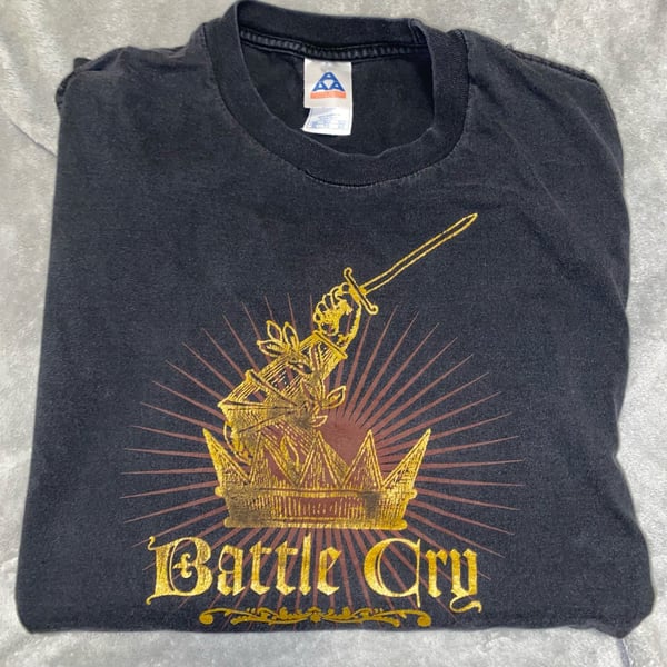 Alstyle Apparel Battle Cry T-Shirt Size XL Black Graphic Tee