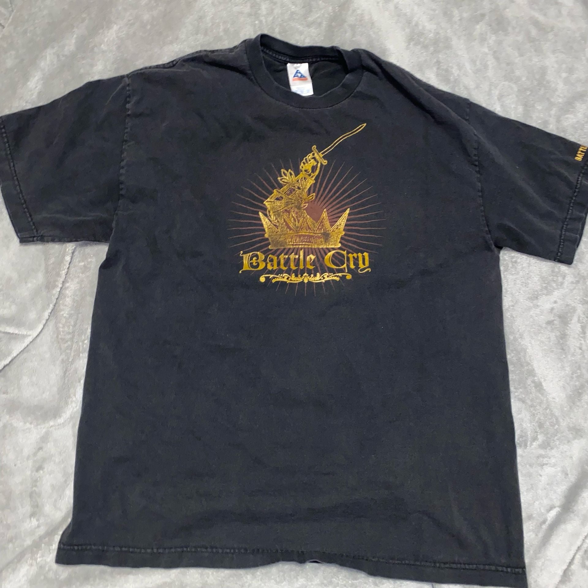 Alstyle Apparel Battle Cry T-Shirt Size XL Black Graphic Tee 3