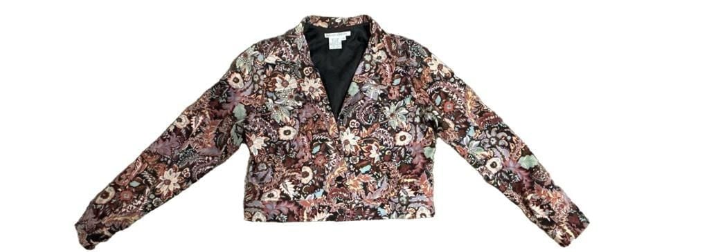 Maggy London Floral Paisley Jacket Size 12 Cotton Spandex Multicolor 4