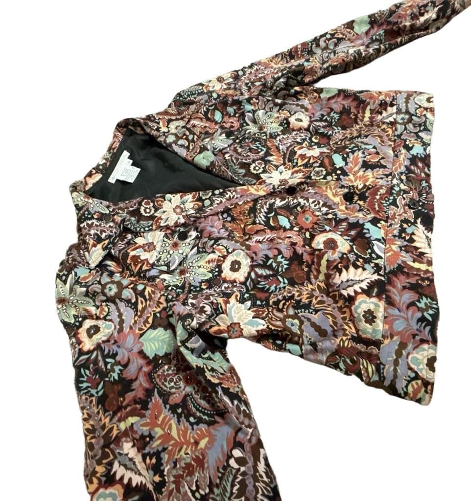 Maggy London Floral Paisley Jacket Size 12 Cotton Spandex Multicolor 2