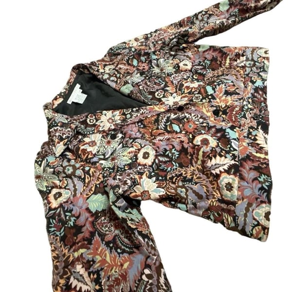 Maggy London Floral Paisley Jacket Size 12 Cotton Spandex Multicolor