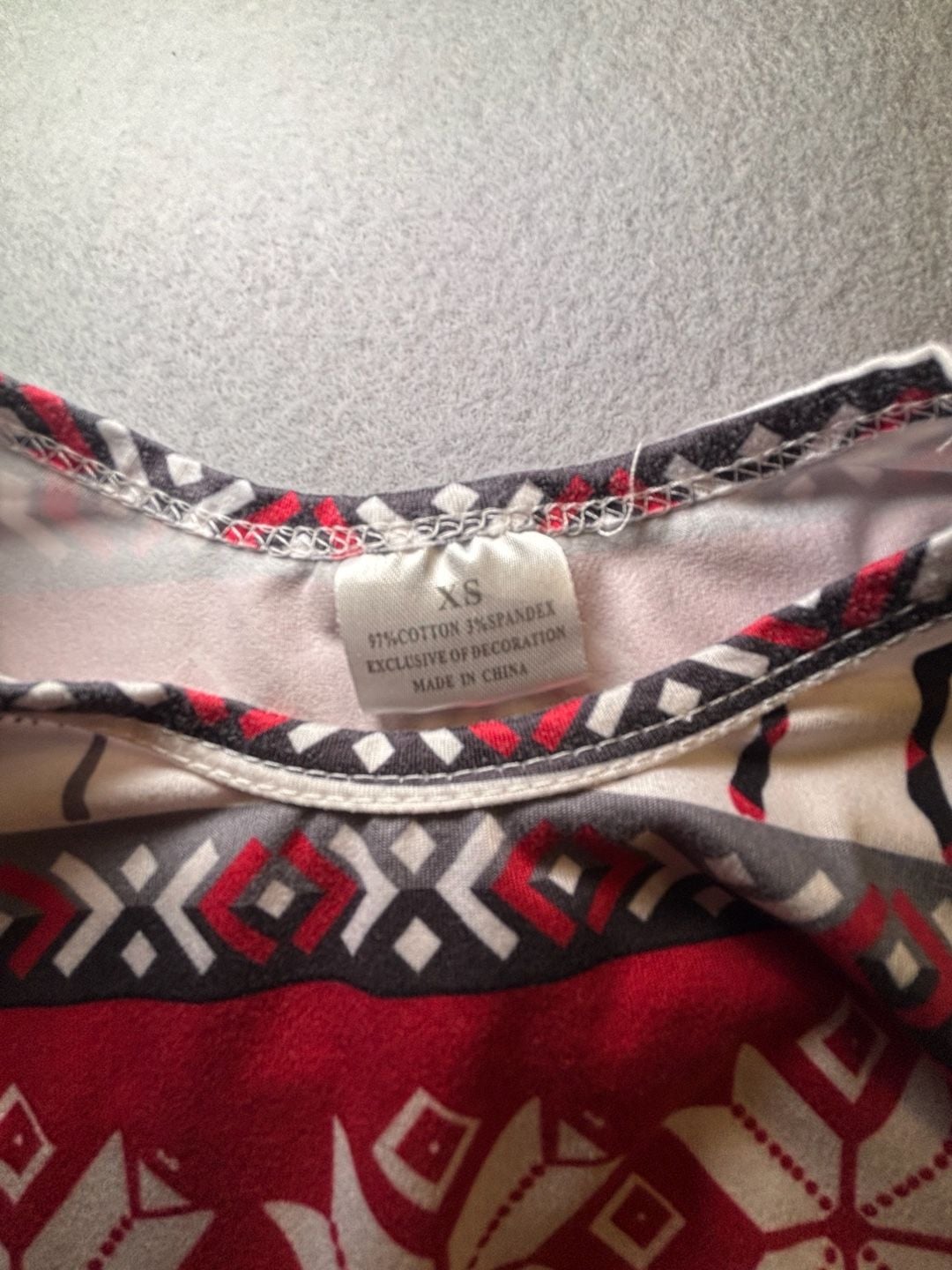 Girls Reindeer Christmas Dress Size XS Red White Snowflake Bell Sleeve 3