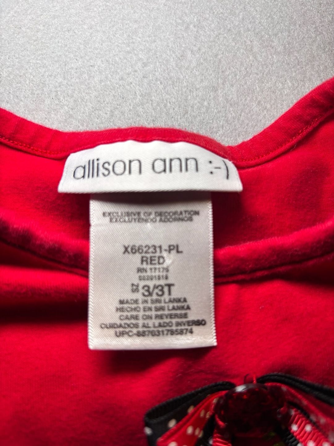 Allison Ann Christmas Tree Tunic Size 3/3T Red Ruffle Long Sleeve 3