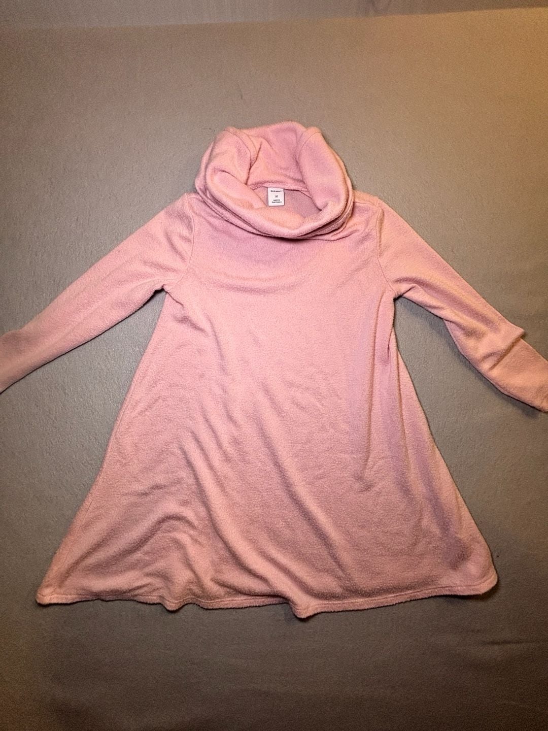 Old Navy Cowl Neck Sweater Dress Size 3T Pink Long Sleeve Fleece 3
