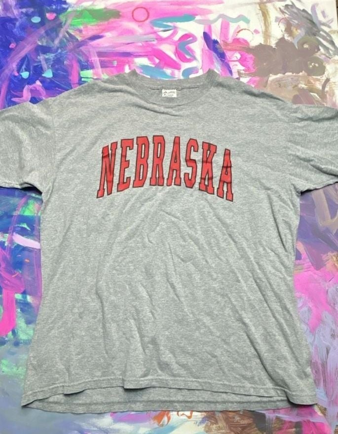 The Cotton Exchange Nebraska T-Shirt Size XX-Large Gray College Spellout 2