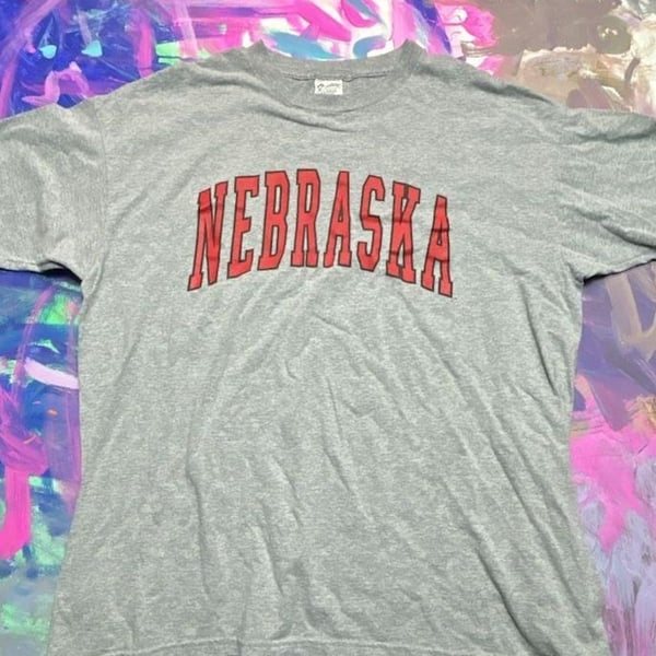 The Cotton Exchange Nebraska T-Shirt Size XX-Large Gray College Spellout
