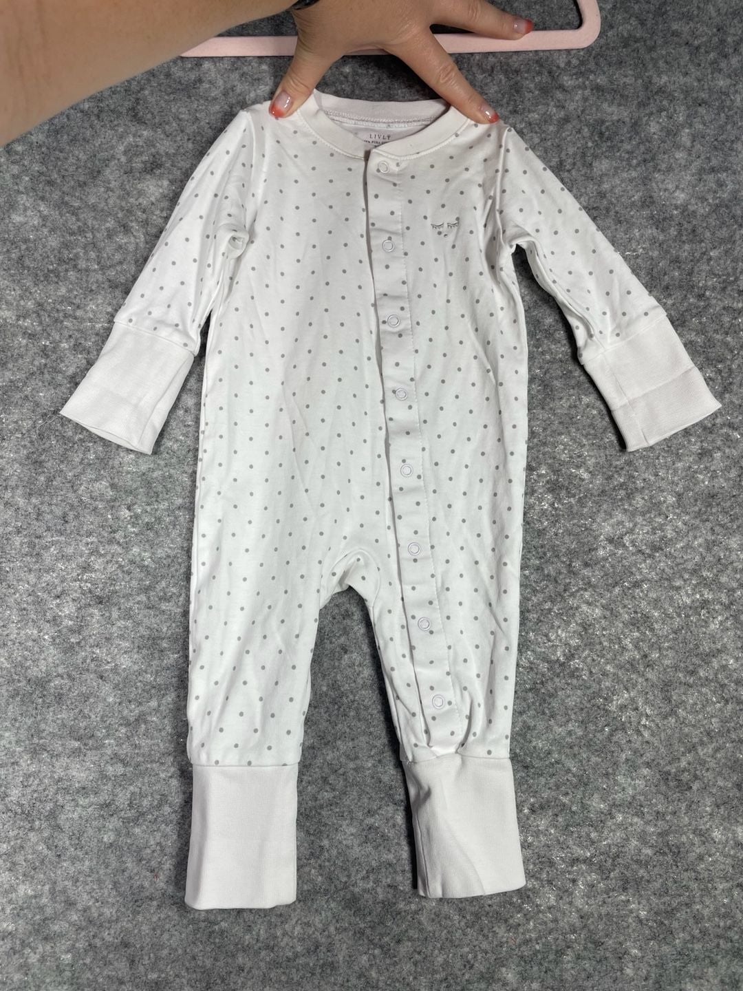 LIVLY Pima Cotton "Saturday" Dotted Footie Romper Size 1-3M 2