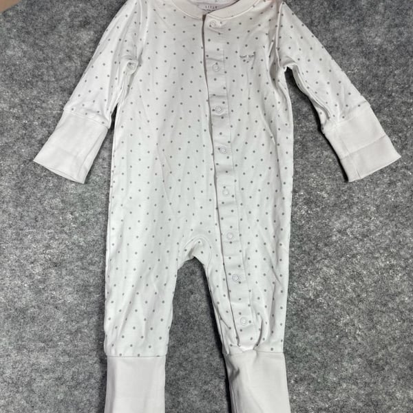 LIVLY Pima Cotton "Saturday" Dotted Footie Romper Size 1-3M