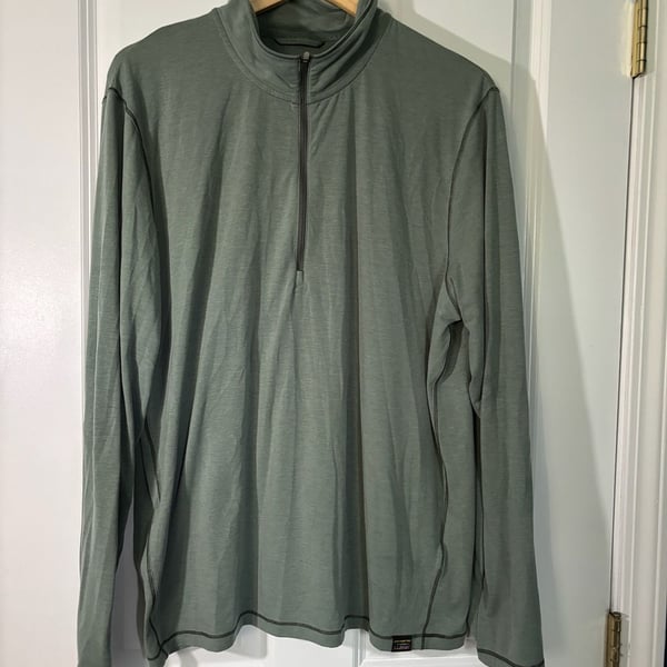 L.L.Bean Half Zip Pullover Shirt Green Recycled Polyester