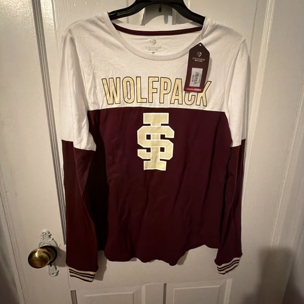 Colosseum Wolfpack Long Sleeve T-Shirt Size M White Maroon