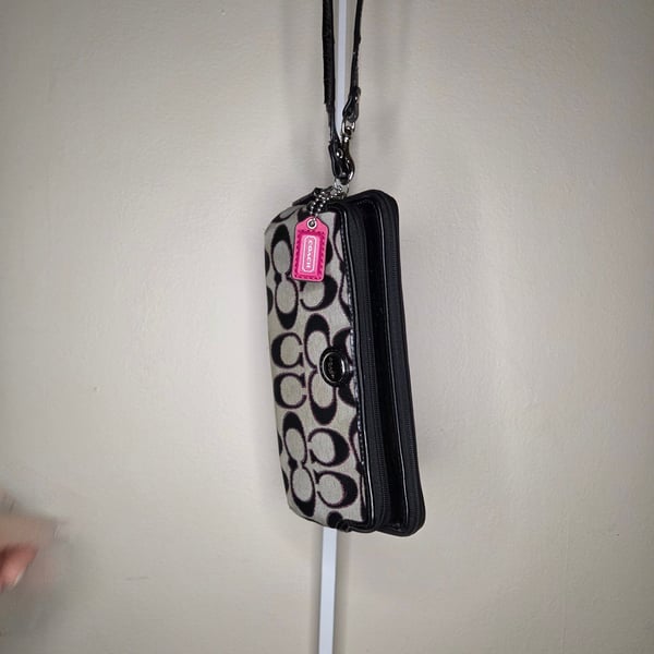 Coach Signature Monogram Wristlet Clutch