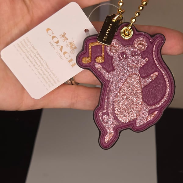 Coach Dark Berry Glitter Party Mouse Bag Charm