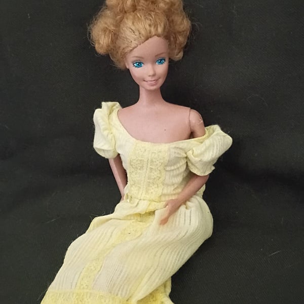 Mattel Vintage Magic Curl Barbie Doll With Yellow Dress