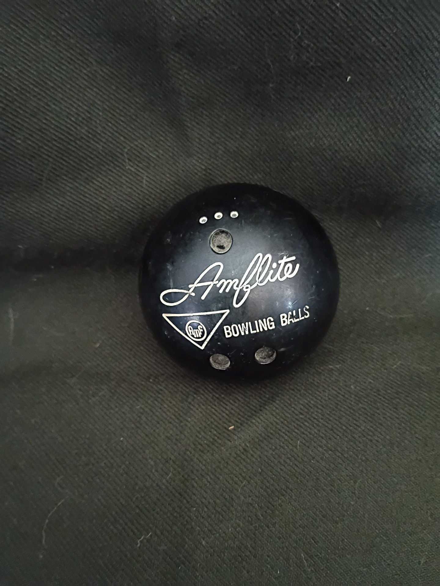 AMF Amflite Vintage Toy Bowling Ball Black Plastic Miniature 3