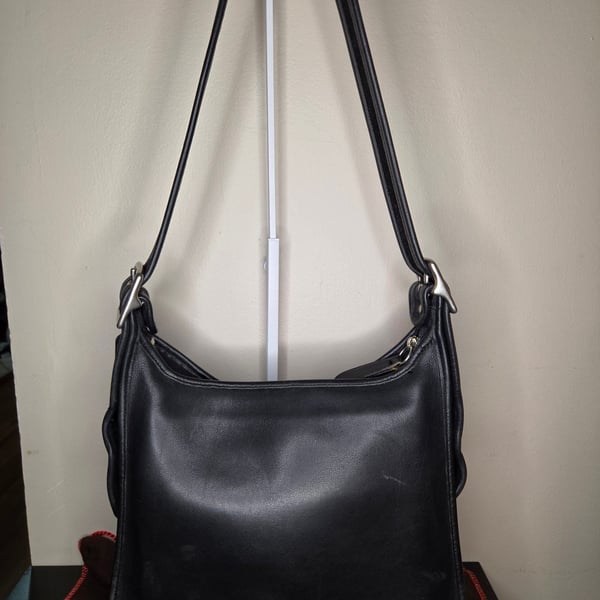 Coach Black Leather Janice Legacy Hobo Shoulder Bag