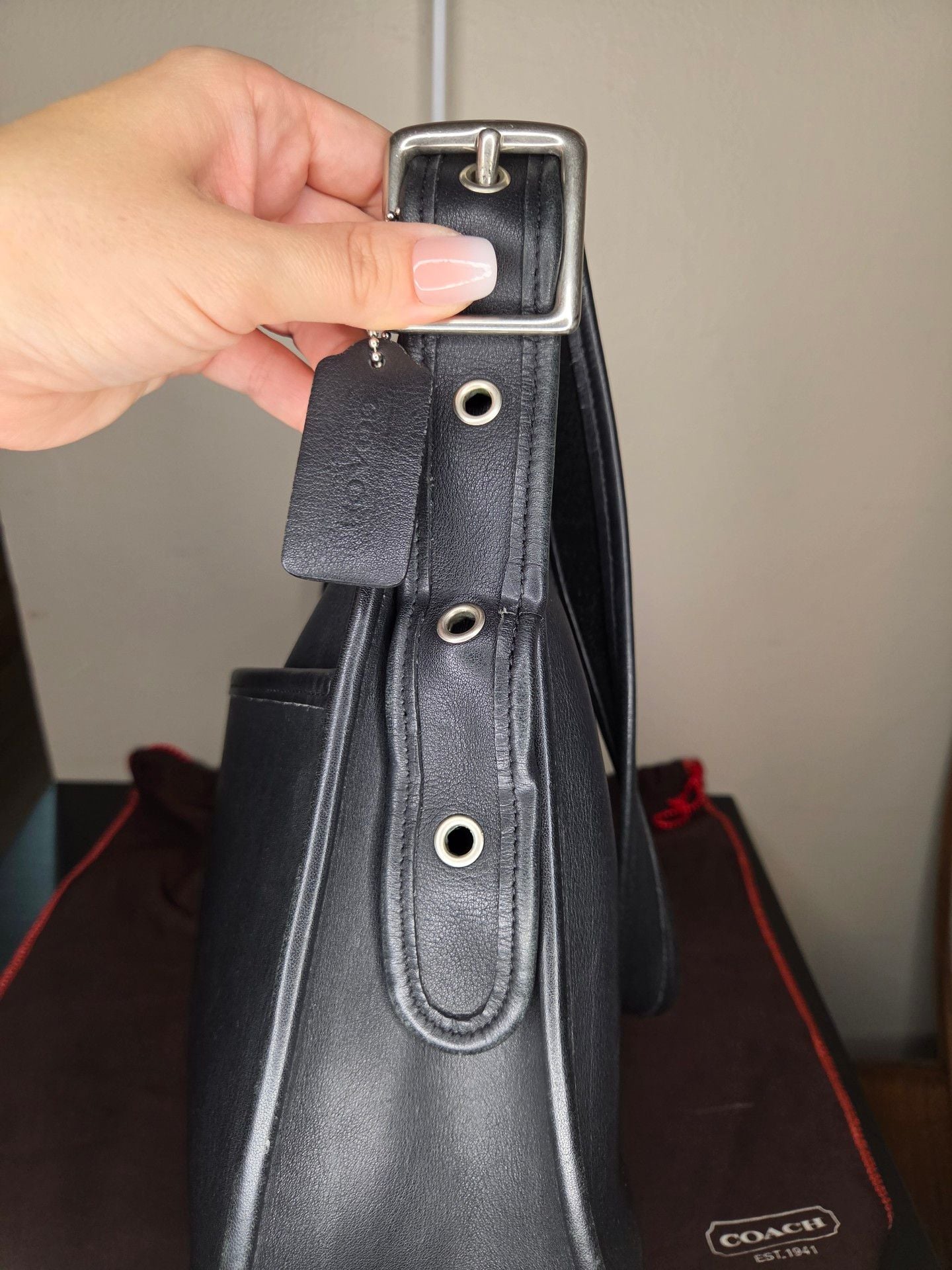 Coach Black Leather Janice Legacy Hobo Shoulder Bag 5