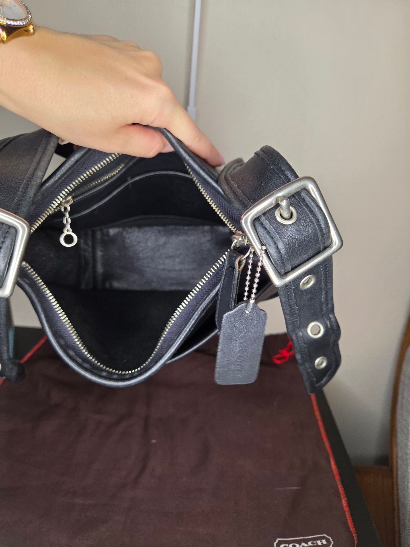 Coach Black Leather Janice Legacy Hobo Shoulder Bag 10