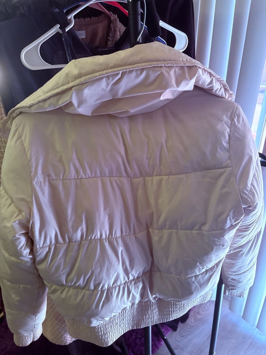 Hollister Puffer Jacket Size White Fleece Lined Collared 4