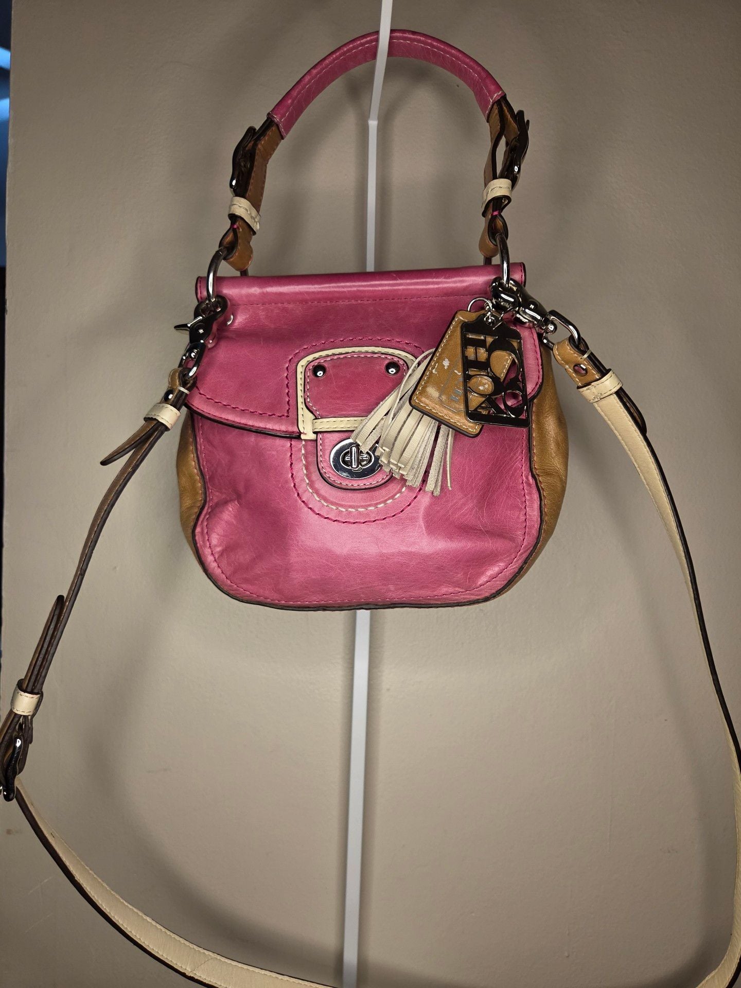 Coach Small Willis Crossbody Bag 19036 Tri-Color Pink and Tan 2