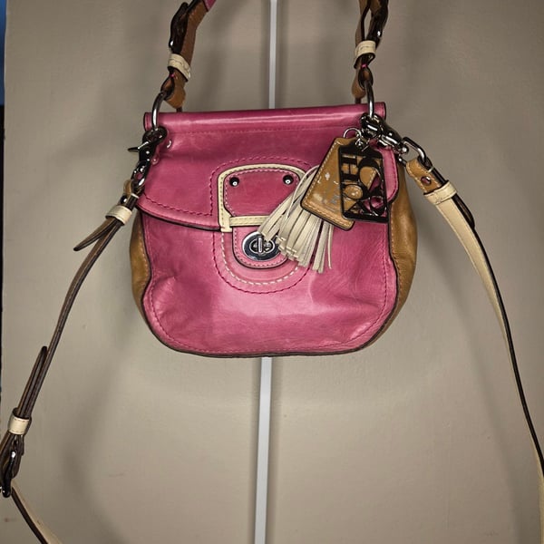 Coach Small Willis Crossbody Bag 19036 Tri-Color Pink and Tan