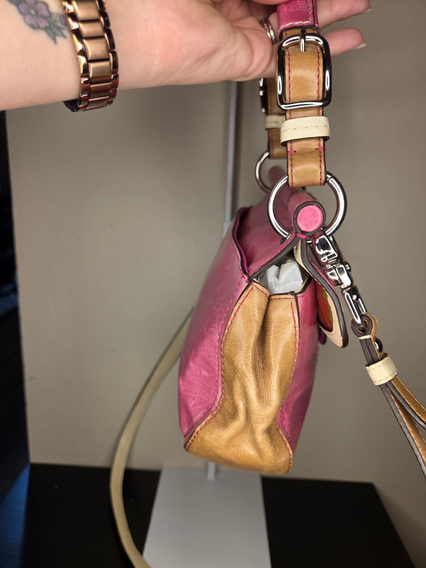 Coach Small Willis Crossbody Bag 19036 Tri-Color Pink and Tan 5