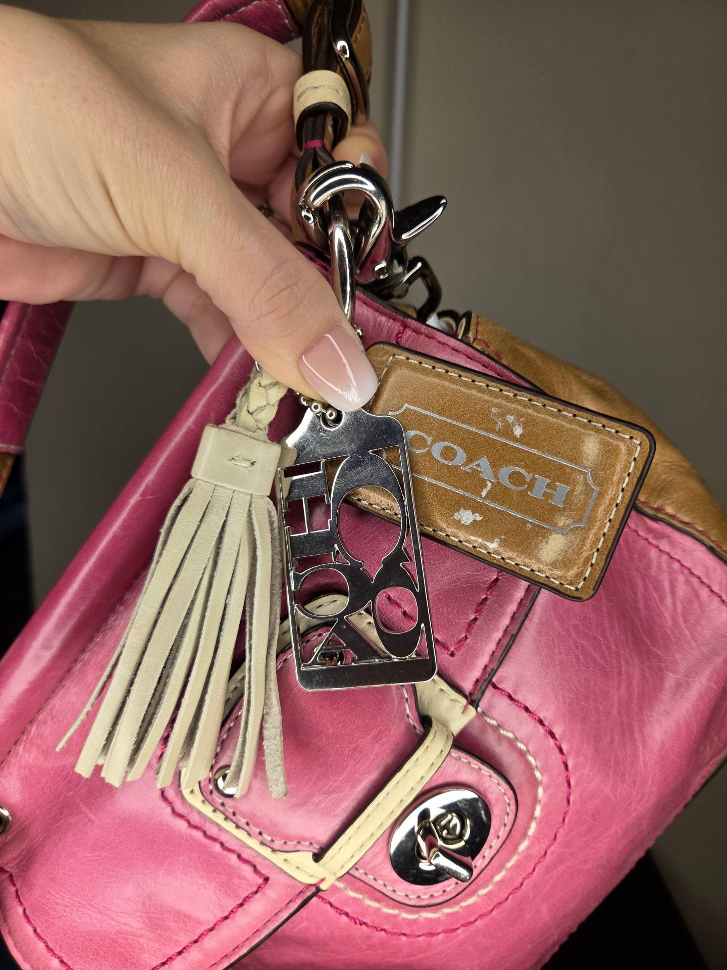 Coach Small Willis Crossbody Bag 19036 Tri-Color Pink and Tan 7