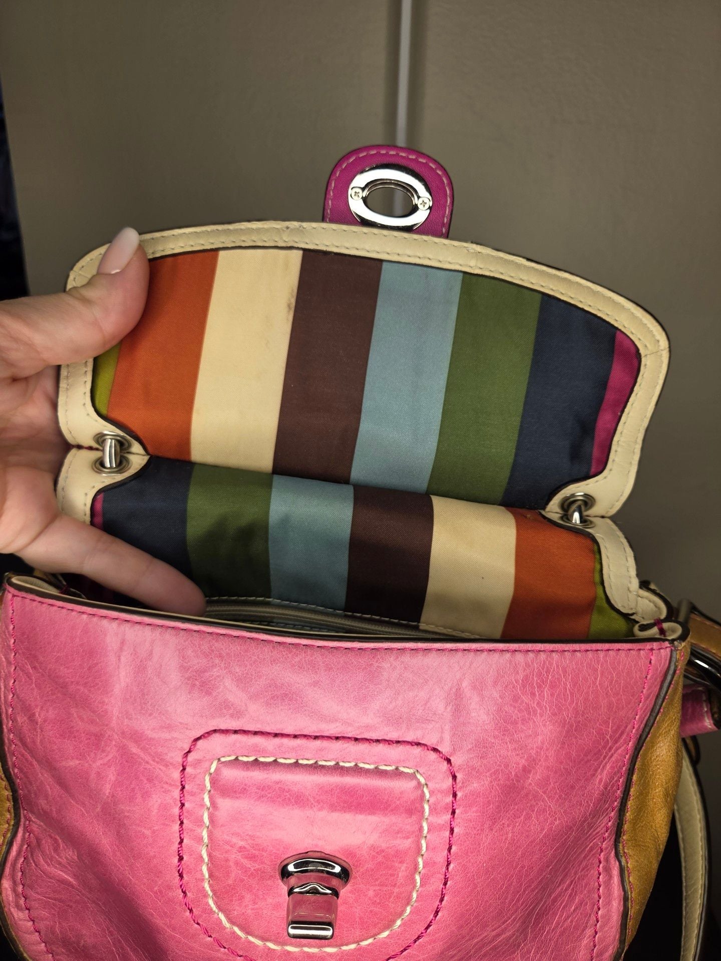 Coach Small Willis Crossbody Bag 19036 Tri-Color Pink and Tan 8