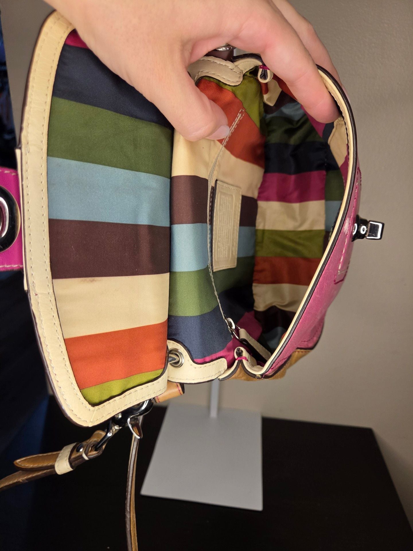 Coach Small Willis Crossbody Bag 19036 Tri-Color Pink and Tan 9