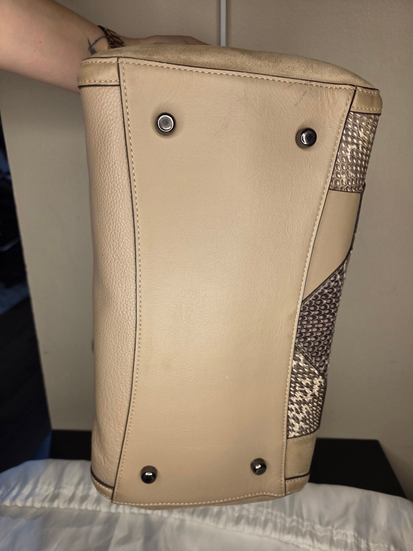 Coach Turnlock Edie Carryall with Patchwork Snakeskin shoulder bag
7