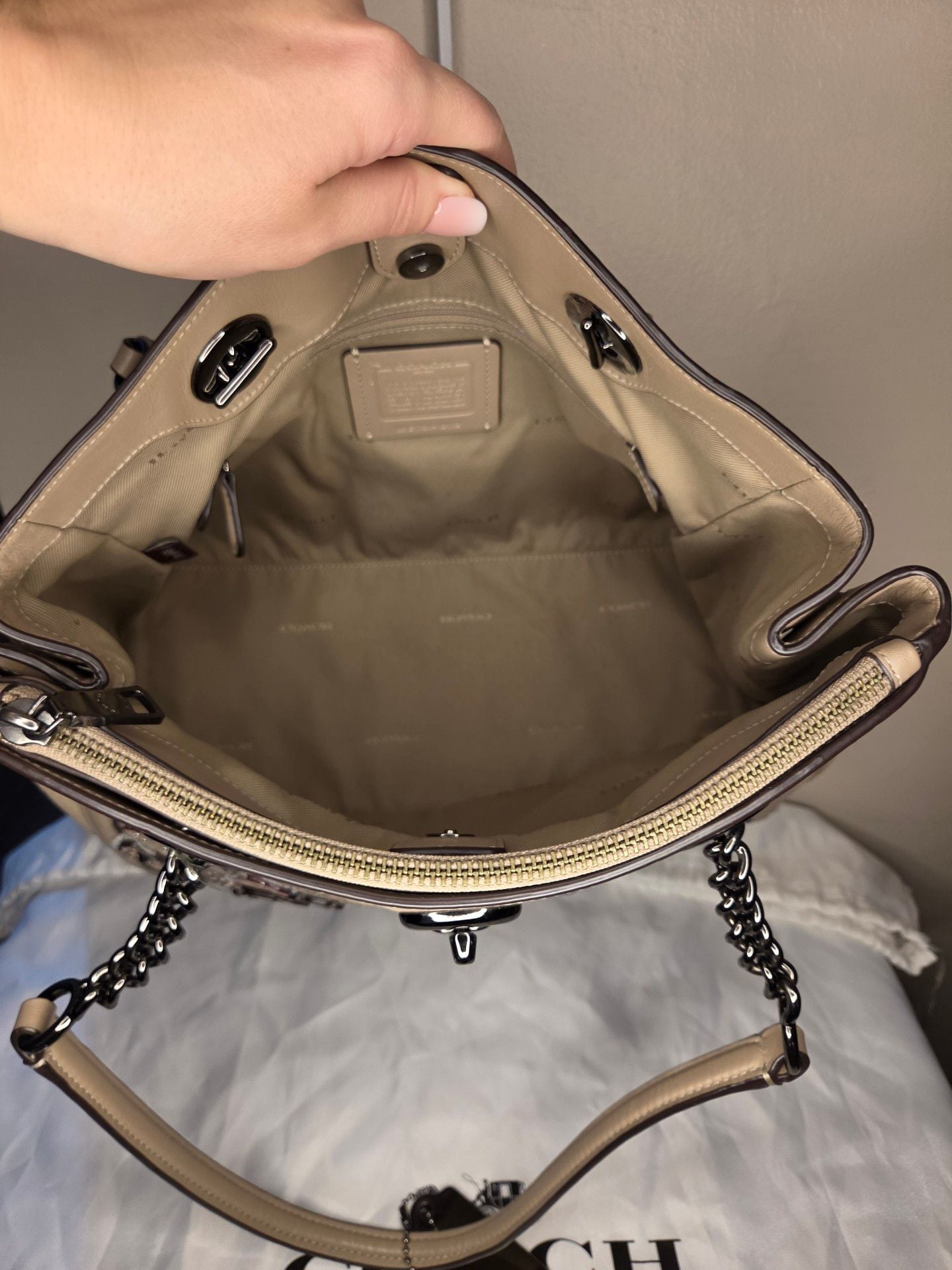 Coach Turnlock Edie Carryall with Patchwork Snakeskin shoulder bag
9