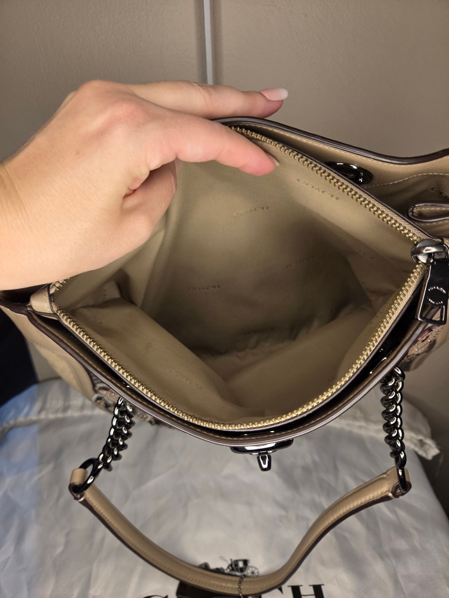 Coach Turnlock Edie Carryall with Patchwork Snakeskin shoulder bag
12